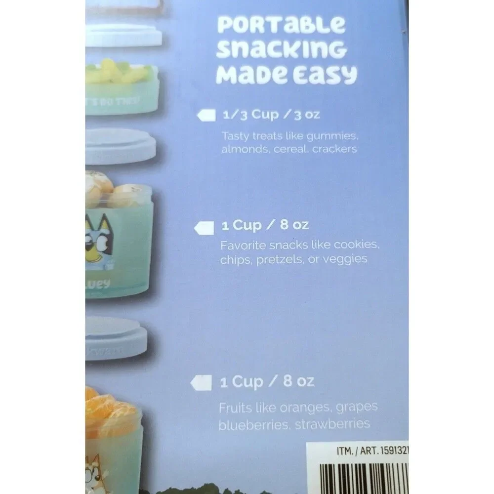 3-pk BLUEY Whiskware Kids Snack Containers BPA & Phthalate-free Dishwasher Safe